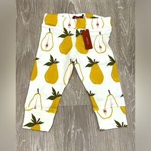 🍐 NWT Milkbarn kids stretchy pear print pants 6-12 months